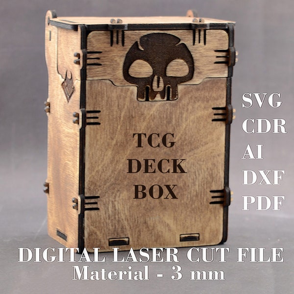 MTG card box SVG Box for board game cards svg TCG storage box svg Digital Laser cut files GlowForge files Material - 1/8" (3.2 mm)