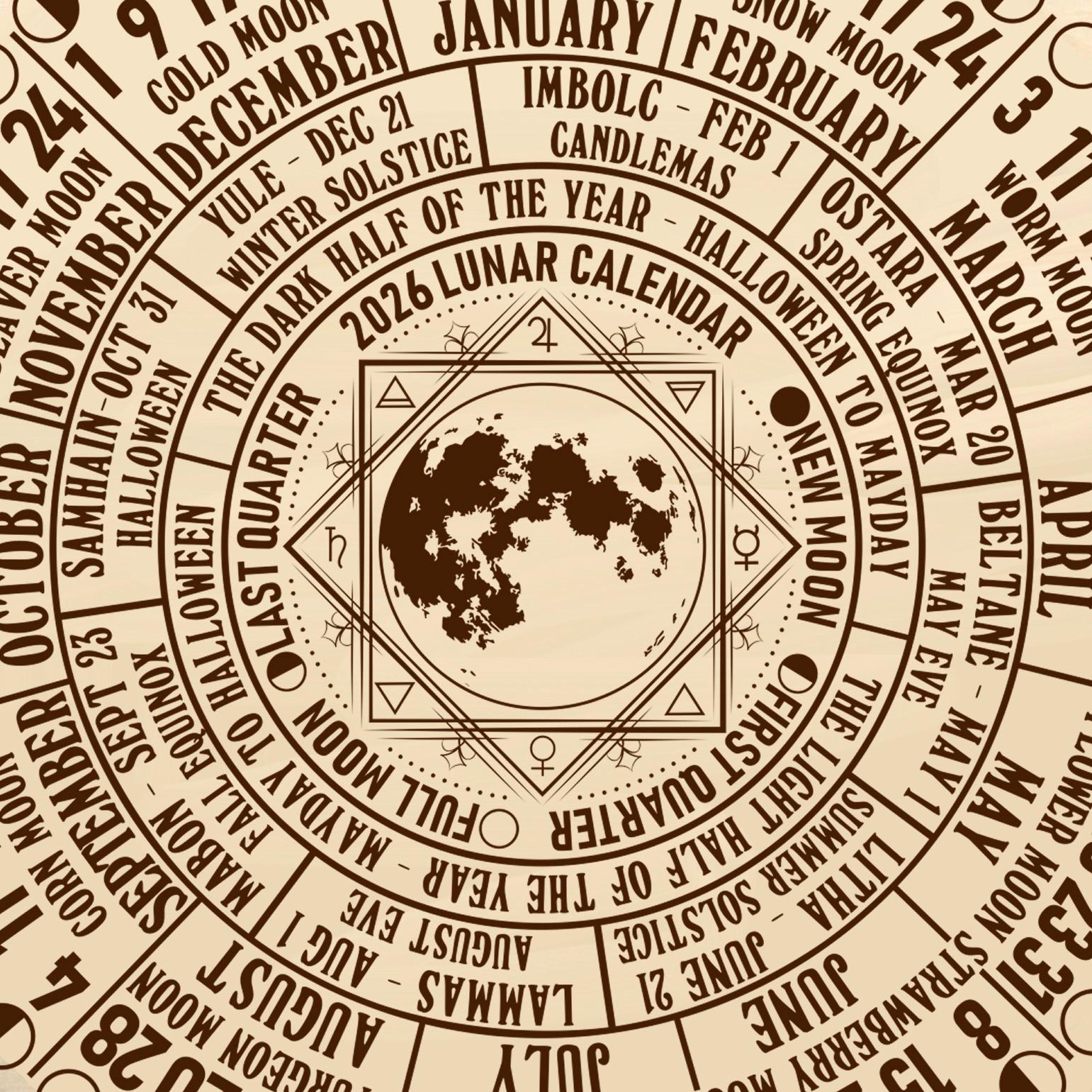 2026 Set of 5 Designs Lunar Calendar SVG Pagan Wheel of the Year SVG ...