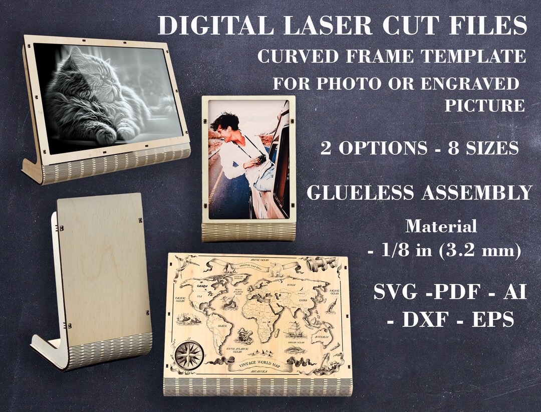 Set of 8 Curved Frame Template for Laser Cut Bundle Photo Etsy