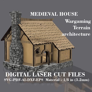 Medieval house terrain SVG Farmhouse Ruins SVG City Terrain Wargaming architecture GlowForge files Digital laser cut file Material - 3.2 mm