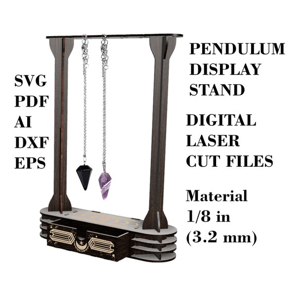 Pendulum display stand SVG Wooden holder for 9 pendulums laser file Digital GlowForge file Lighburn file Material - 1/8" (3.2 mm)