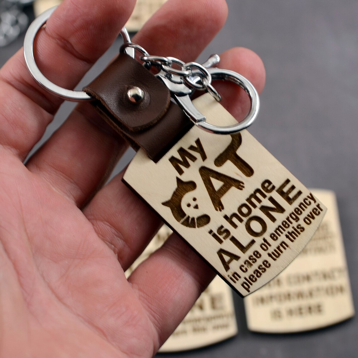 My Pet is Home Alone Keychain SVG Custom Pet Alert Keychain Etsy