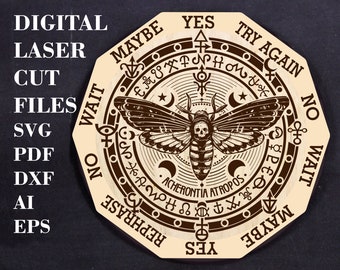 Death Head moth pendulum board svg Acherontia atropos svg Pagan decor svg Digital Laser cut files GlowForge files Witchcraft decor svg