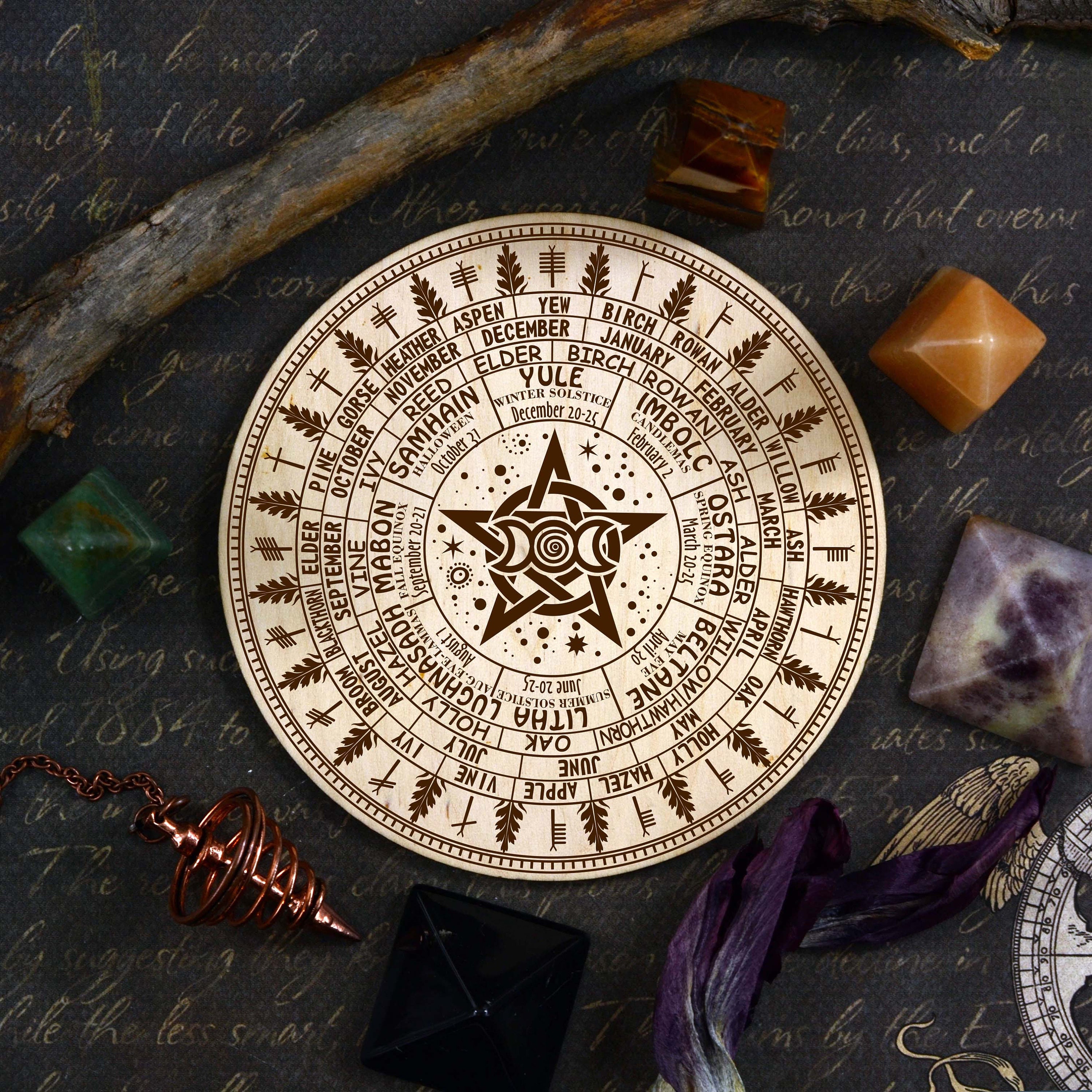 Ogham Runes Calendar SVG Celtic Tree Wheel of the Year SVG Witch ...