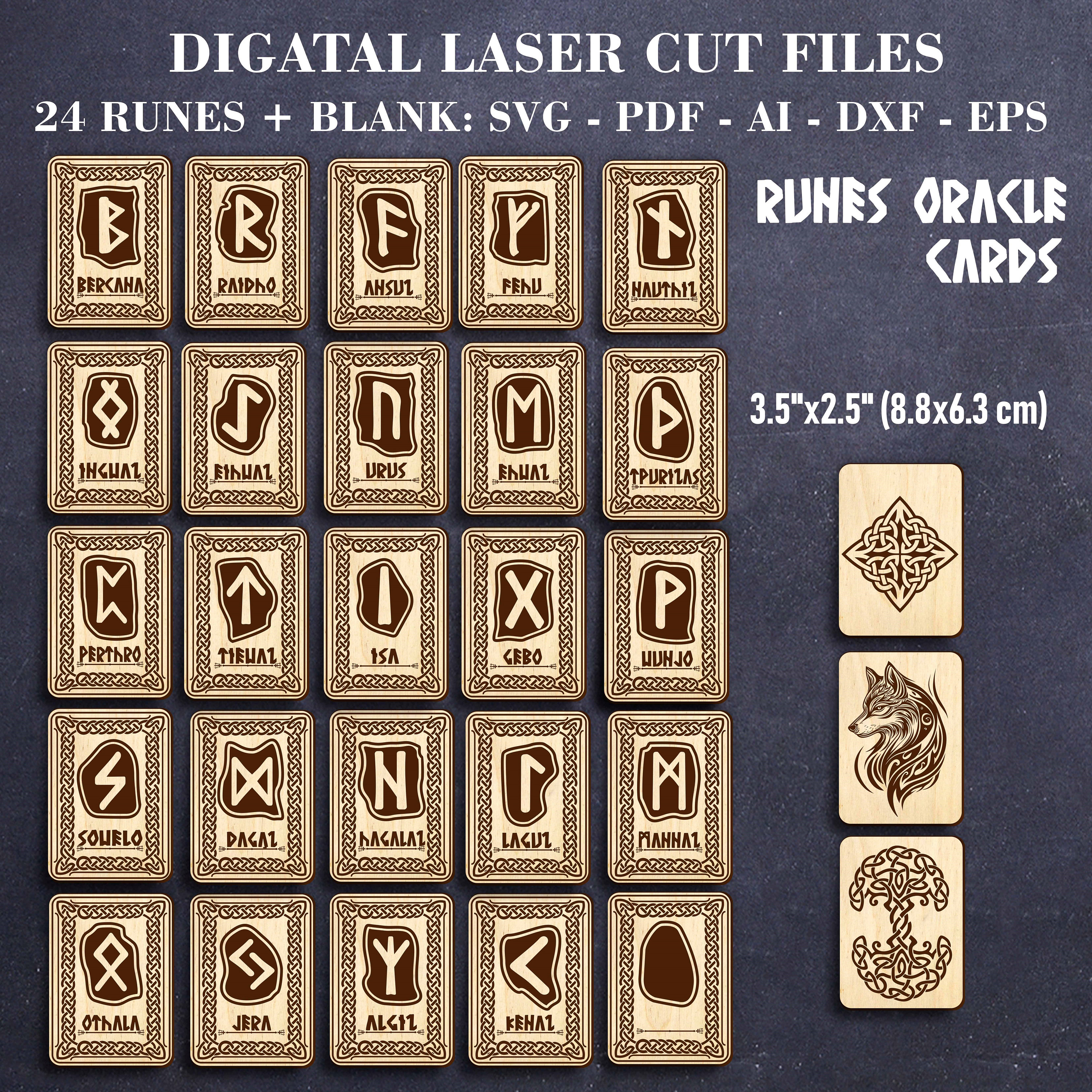Wooden Runes Oracle Cards SVG Runes Set of 24 Pcs With Box Digital ...