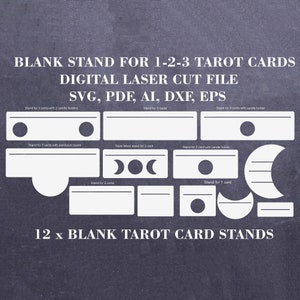 Pacote de suportes em branco para cartas de tarô svg 12 x cartão de exibição de tarô svg Arquivo digital para cortador a laser GlowForge SVG