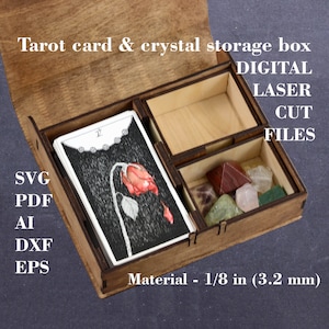 Crystal storage box svg Box for tarot card and crystals svg GlowForge files Digital laser cut file Material thickness 3.2 mm