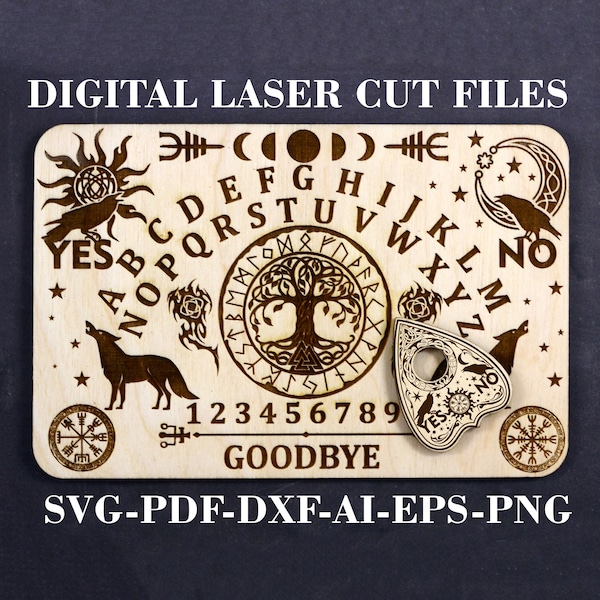 Planche d’esprit celtique SVG Arbre de vie Planche Ouija avec planchette SVG PNG Sorcellerie Fichiers découpés au laser numériques Fichiers Glowforge Fichiers LightBurn