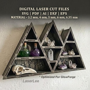 Mountain Crystal Shelf SVG · Wall Crystal Display · Altar Shelf · Laser-Cut File · Instant Download 