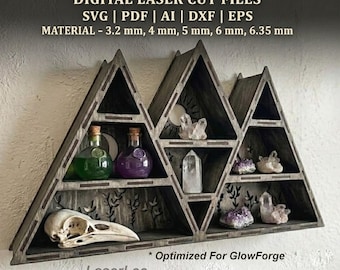 Mountain Crystal Shelf SVG · Wall Crystal Display · Altar Shelf · Laser-Cut File · Instant Download 