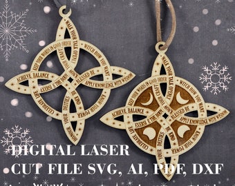 Witches knot svg Pagan ornament svg Witch wall decor Digital Laser cut files GlowForge files  **Not A Physical Product**