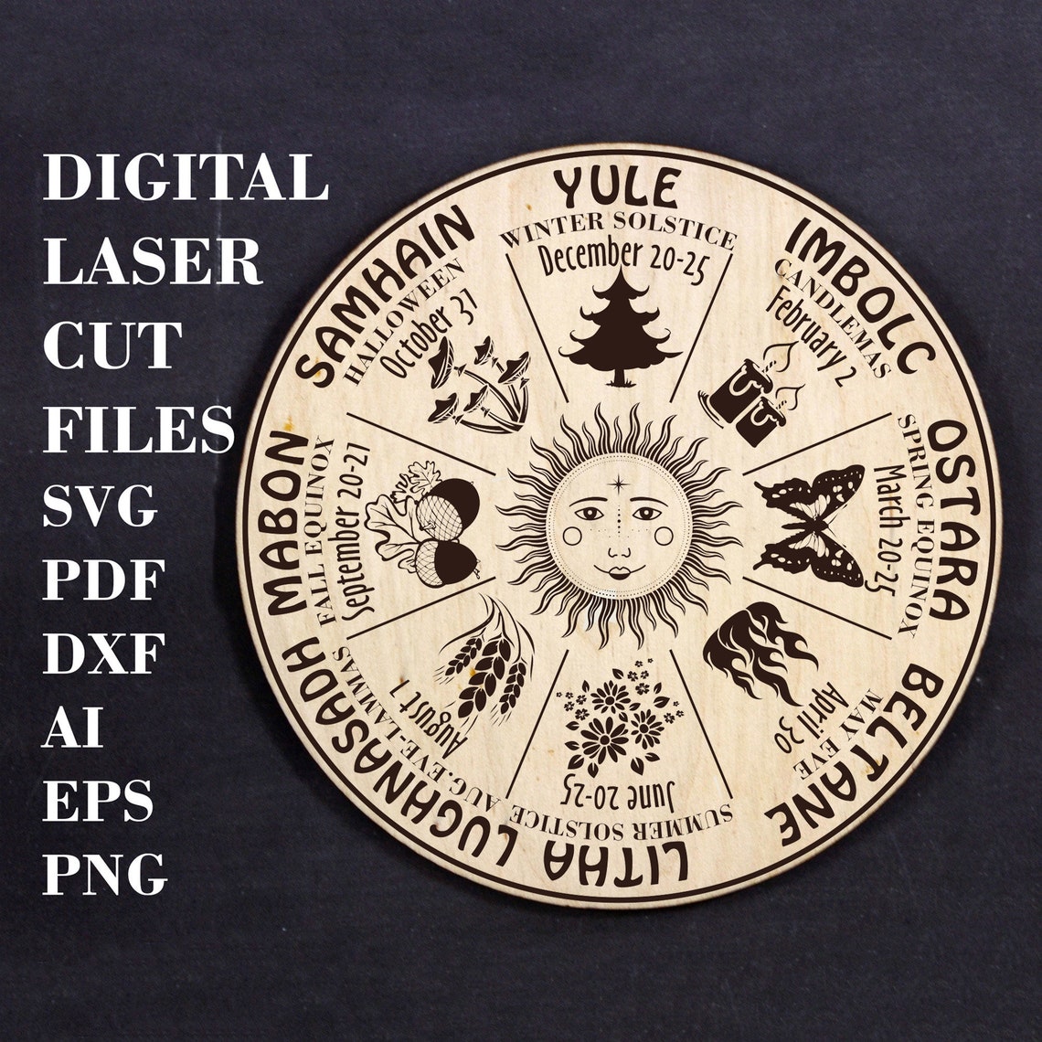 Wiccan Calendar SVG Wheel of the Year Svg Pagan Altar Tile Svg ...