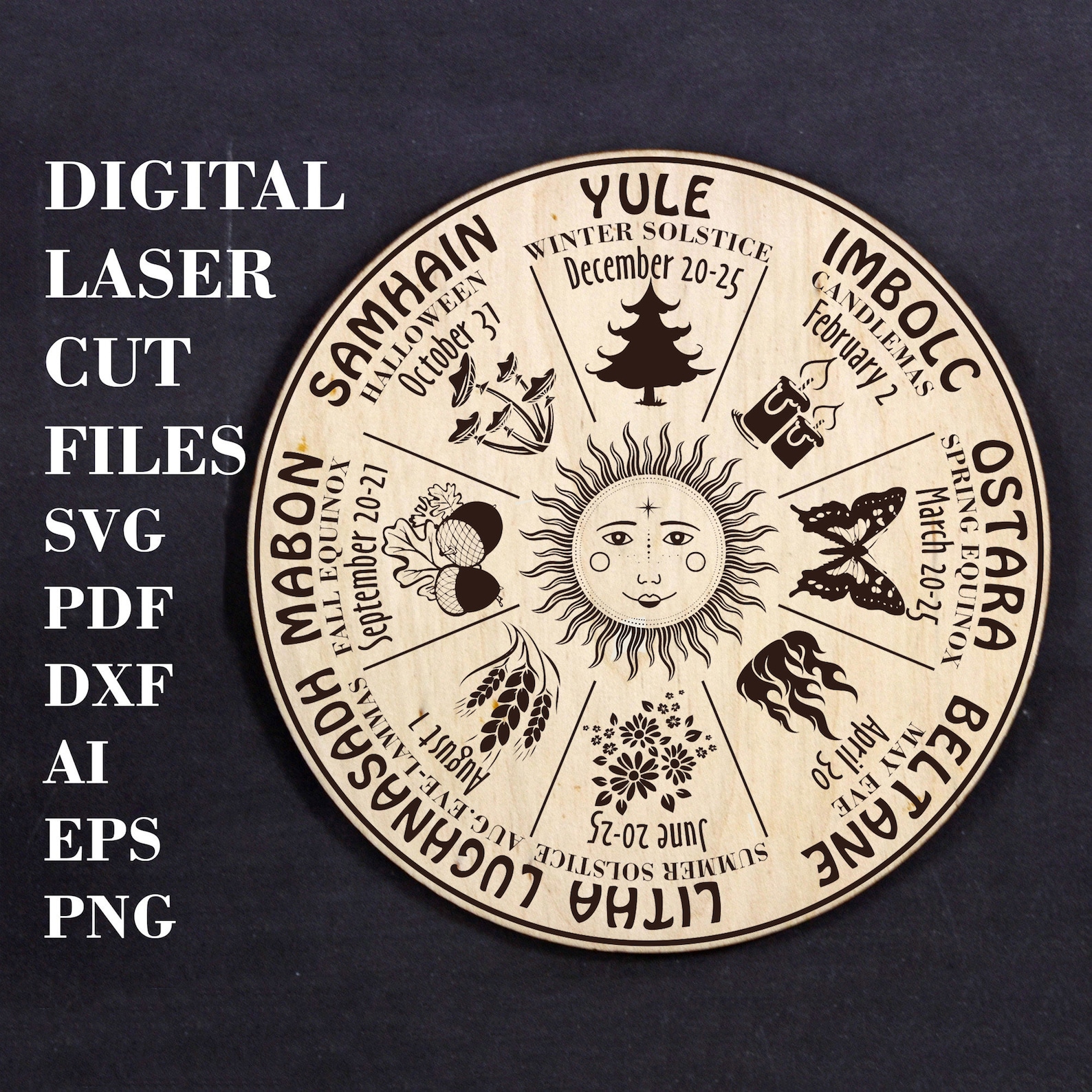 Wiccan Calendar SVG Wheel of the Year Svg Pagan Altar Tile Svg ...