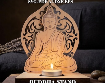 Buddha Altar Shelf SVG with Candle Holder and Sphere Stand - Digital Laser Cut File
