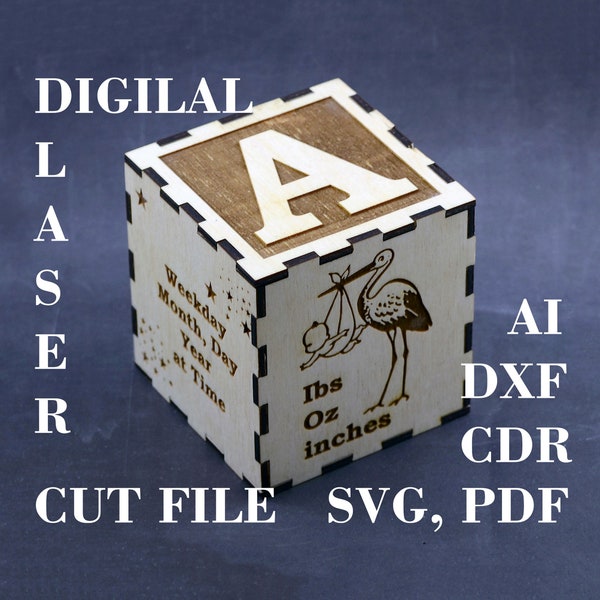 Bloque de bebé personalizado svg Bloque de madera personalizado Archivos cortados con láser digital Archivos GlowForge Material - 3,2 mm **No es un producto físico**