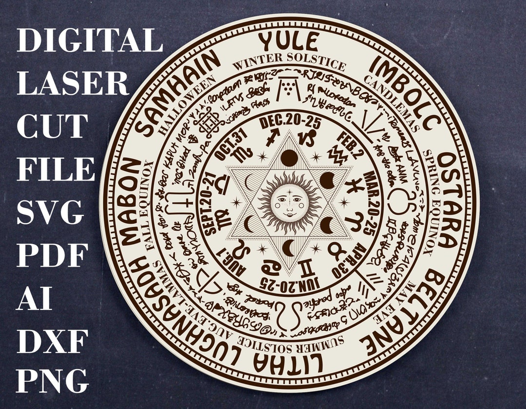 Pagan Wheel of the Year SVG Wiccan Calendar Svg Altar Tile Svg - Etsy
