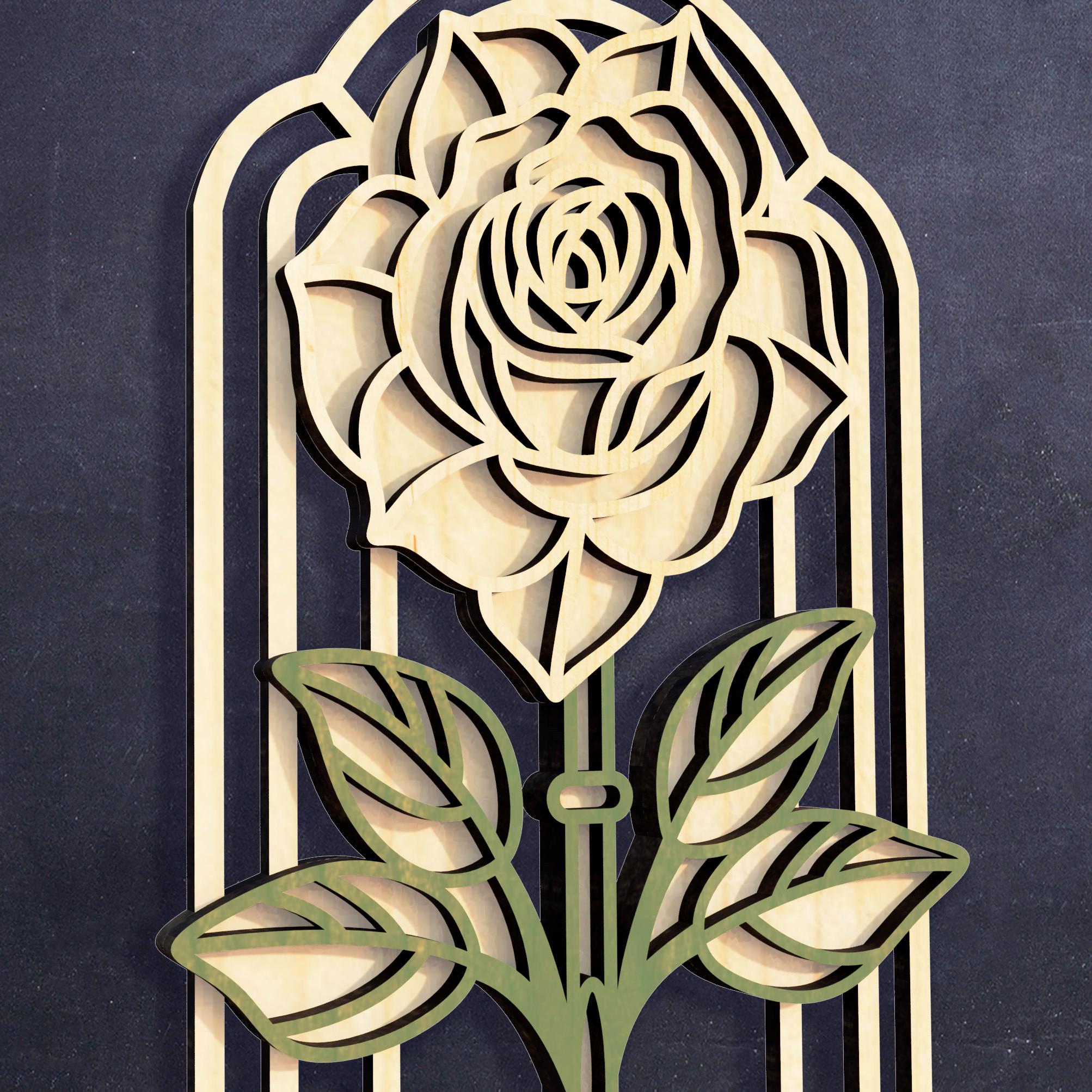 Laying Roses Svg Standing Rose SVG | Laser Cut Files for Decorative Flower With Stand ...