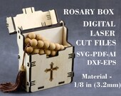 Rosary box SVG, Small wooden box svg, Digital laser cut files, GlowForge files, Lightburn files, Material - 3.2 mm
