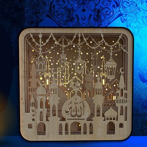 Islamic Lightbox SVG - Layered Ramadan Shadow Box - Eid Mubarak Lantern ...