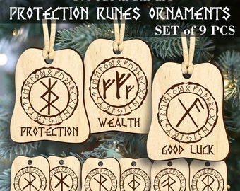 Protection runes ornaments SVG Set of 9 pcs Celtic Christmas ornaments SVG Digital laser cut files Viking ornament svg GlowForge file