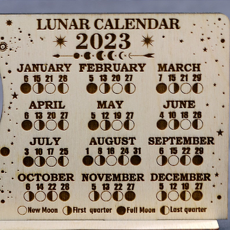 Lunar Calendar 2023 SVG Moon Phase Calendar Svg Wicca Calendar - Etsy UK
