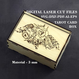 Uil Tarot box SVG Tarot kaarthouder SVG Houten kleine doos SVG Digitale Lasergesneden bestanden GlowForge-bestanden Materiaaldikte 3 mm, 3,2 mm