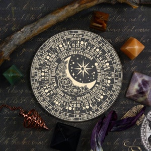2025 Floral Moon Phases Calendar With Stand SVG Round Lunar Calendar ...