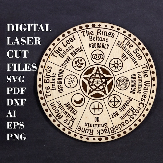 Witches runes  pendulum board svg Wheel of the Year svg Altar decoration svg Digital Laser cut files Glowforge files *Not A Physical Product