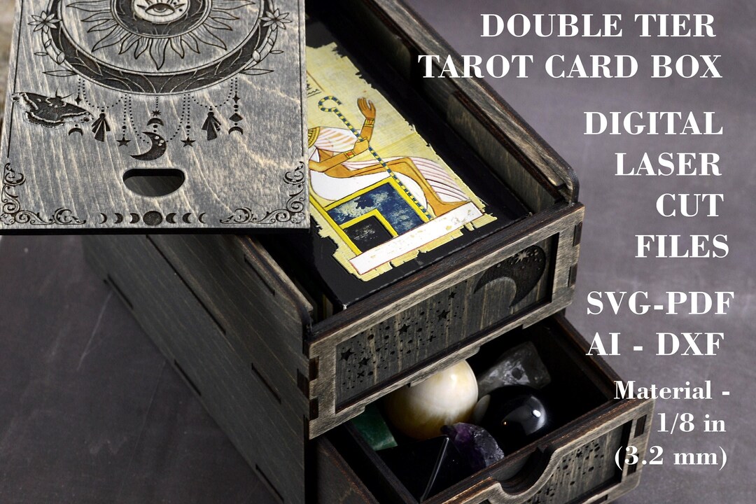 Tarot Card Box Example Two-tier Tarot Card Box With Slot for Card of the Day SVG - Etsy