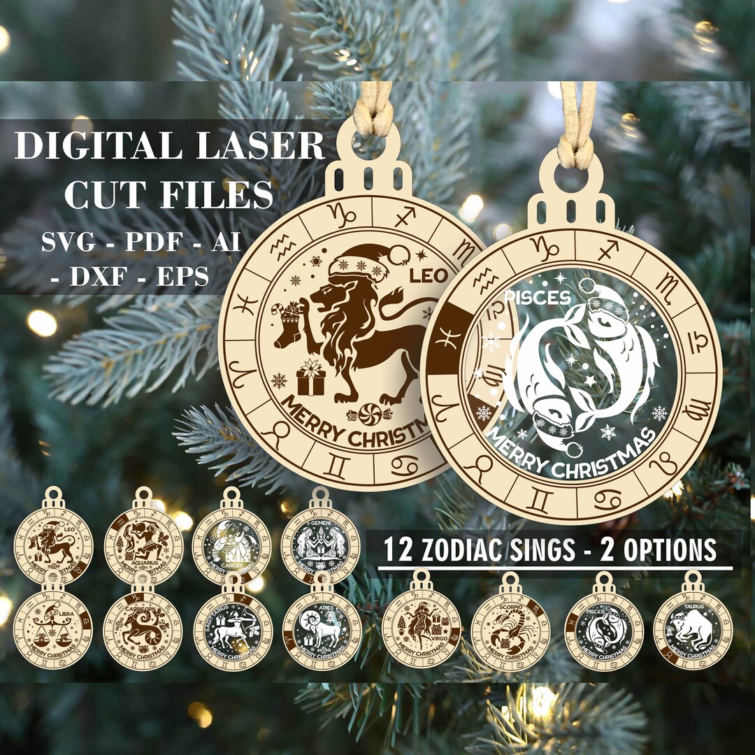 Zodiac Christmas Ornaments SVG Set of 12 Sings Horoscope Etsy Australia