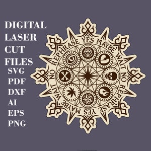 魔法 はい いいえ 振り子ボード svg 占いツール svg 魔術の装飾 svg デジタルレーザーカットファイル Glowforgeファイル PNGファイル