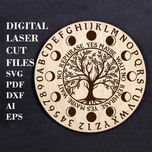 生命の木の振り子ボード svg 占いツール svg 異教の装飾 svg デジタルレーザーカットファイル GlowForge ファイル 魔術の装飾 svg
