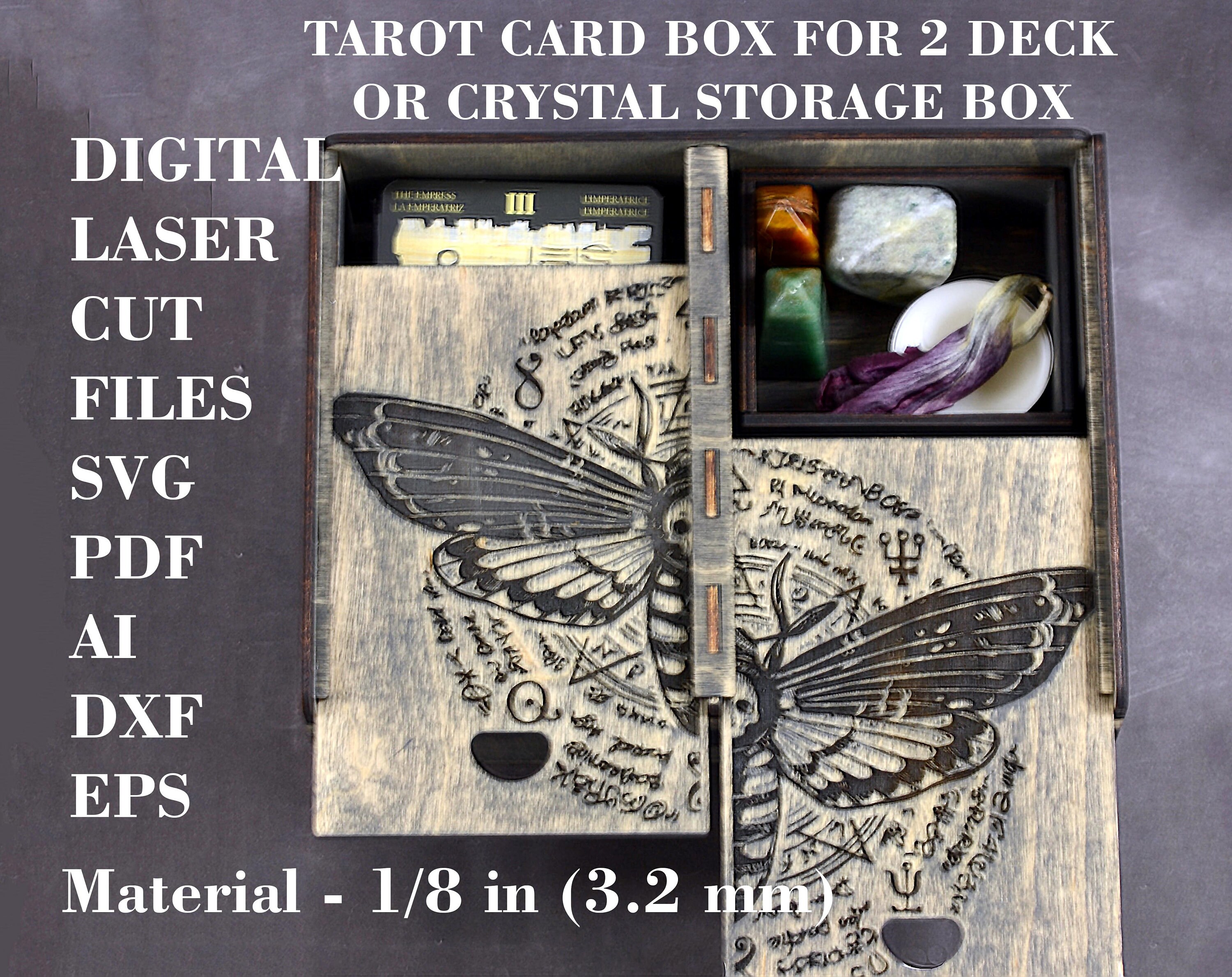 Tarot Card Box Example Tarot Card Box for 2 Decks Svg Crystal Storage Box Svg Jewelry - Etsy UK