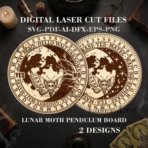 Laser Cut Lunar Moth Pendulum Board SVG, Witch Divination Tool (Digital Download)
