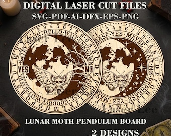 Laser Cut Lunar Moth Pendulum Board SVG, Witch Divination Tool (Digital Download)