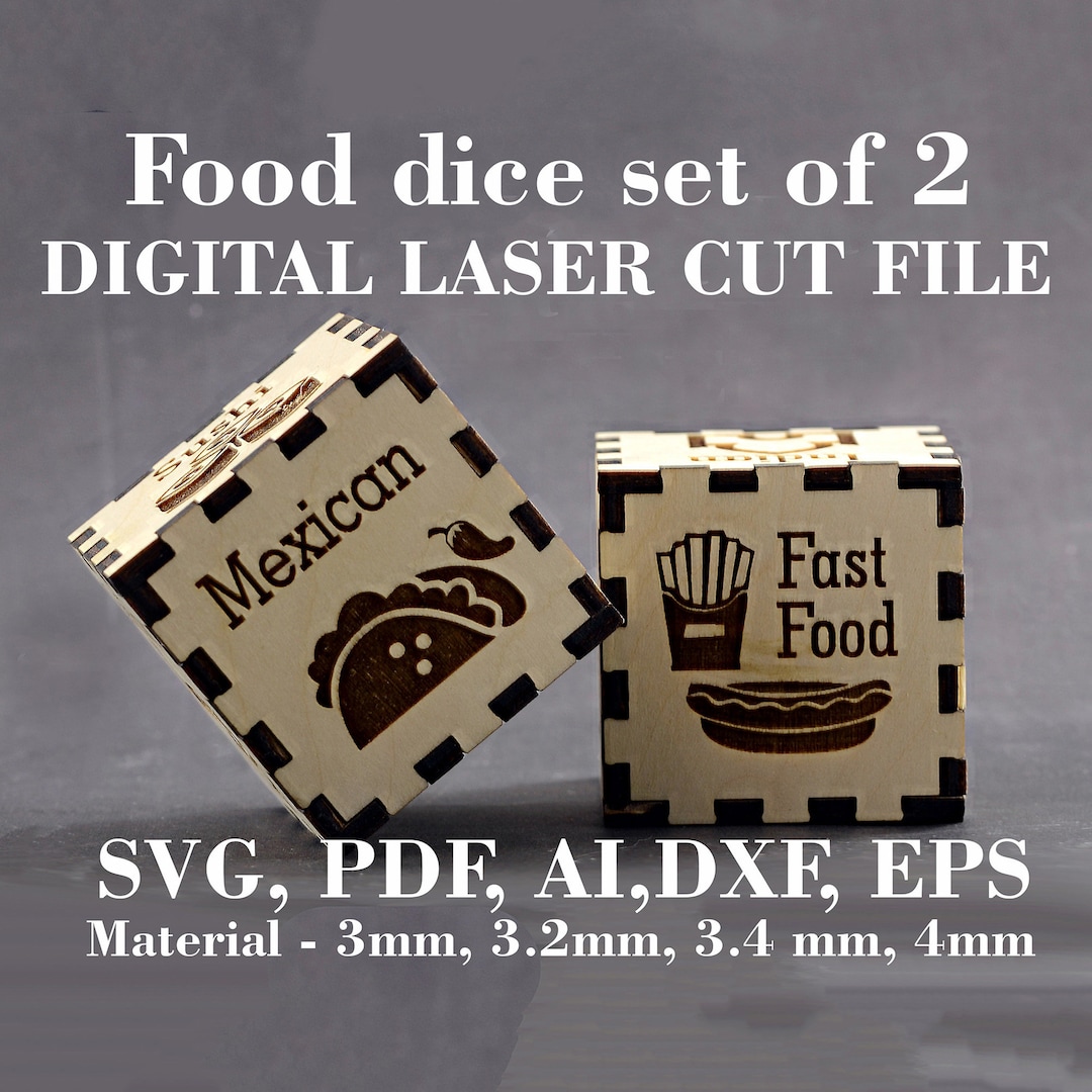Food Dice Set of 2 Svg Wooden Takeout Dice Svg Files Digital
