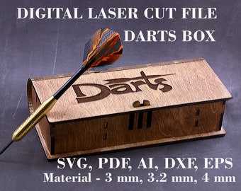 Darts box SVG - 2 sizes, Darts holder svg, Laser cut files, Digital product, GlowForge files, Material - 3 mm, 3.2 mm, 4 mm