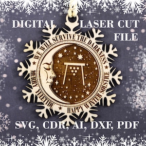 Mond Yule Ornament svg Wintersonnenwende svg Pagan Ornament svg Wicca Mond digitale Digital Laser cut Dateien Glowforge