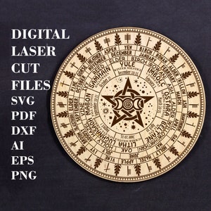 Ogham Runes calendar SVG Celtic Tree Wheel of the year SVG Witch calendar svg Digital Laser cut files Glowforge files LightBurn files