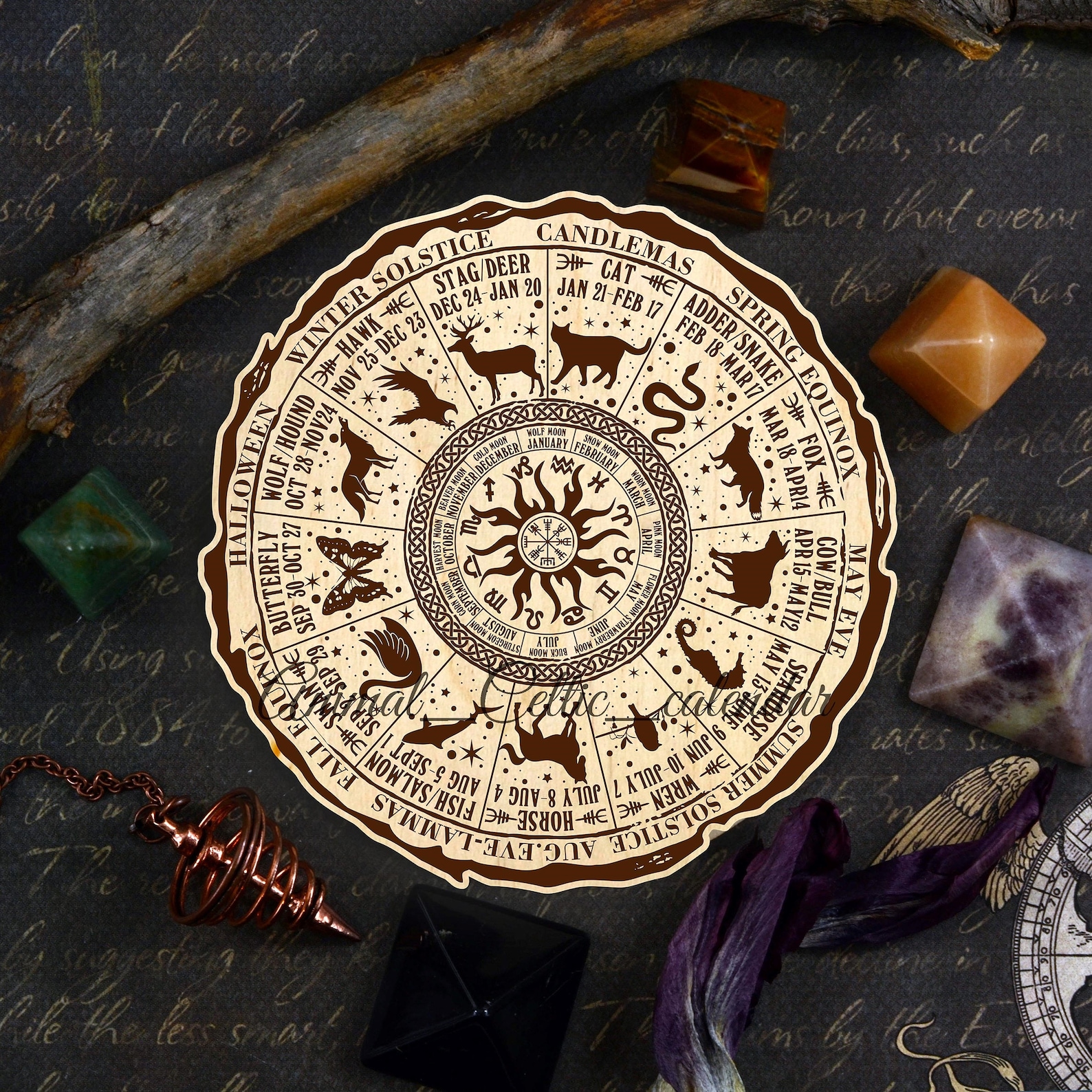 Set of 5 Pcs Wheel of the Year SVG Bungle Pagan Calendar SVG Ogham ...