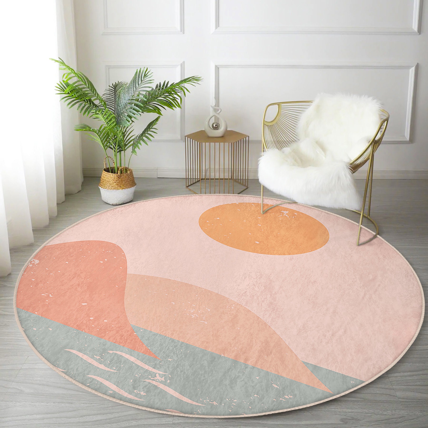 Pink cheap circle rug