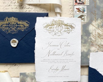 Printable Fine Art Gold Foil European Wedding Invitation Suite, Digital Download Wedding Invitation suite, Romantic Wedding Invites