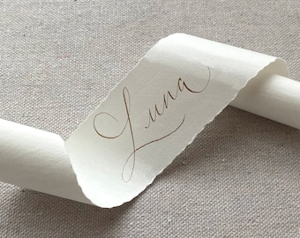 Calligraphy Place Cards: Unique Place cards for Vintage Wedding Decor, Unique Bridal Event Decor, Hand Lettering Scrolls