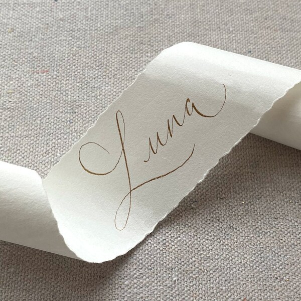 Calligraphy Place Cards: Unique Place cards for Vintage Wedding Decor, Unique Bridal Event Decor, Hand Lettering Scrolls