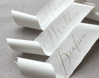 Calligraphy Place Cards: Unique Place cards for Vintage Wedding Decor, Unique Bridal Event Decor, Hand Lettering Scrolls