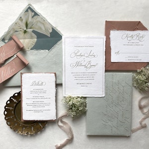 Inviti di nozze di lusso stampabili Suite di calligrafia personalizzata premium adatta per stampa tipografica, laminatura oro o stampa digitale