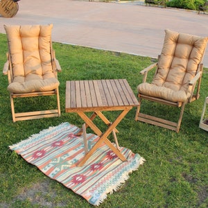 Folding Chair, Wooden Foldable Sunbed, Foldable Chair, Beach Chair, Outdoor Chair And Table, Foldable Table