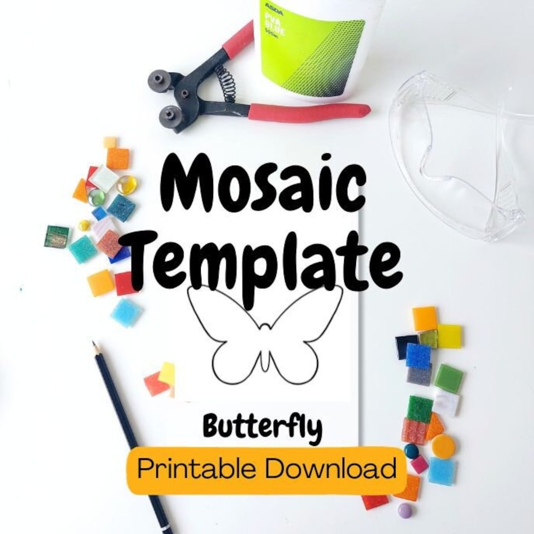 Butterfly Mosaic Template Printable Download Pattern to Etsy