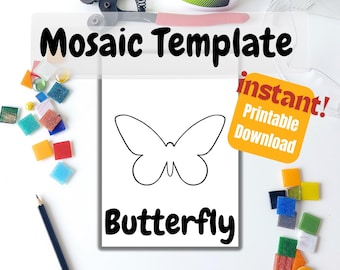 Plantilla de mosaico de mariposas: Esquema imprimible (descarga digital)