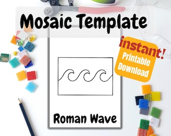 Plantilla de mosaico de olas romanas: patrón imprimible (descarga digital)